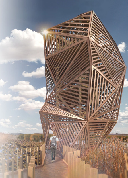 Vertical Observatory Constructed with Local Alder and Natural Reeds for Ecological Engagement