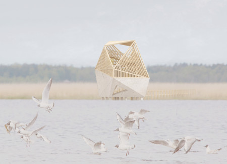 Cantilevered Viewing Platforms Crafted from Cross-Laminated Timber Overlooking Wetland Ecosystem