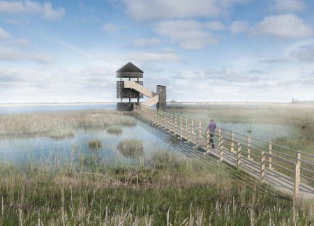 Natural Wood Integration with Modular Birdhouses for Enhanced Observation in a Wetland Environment