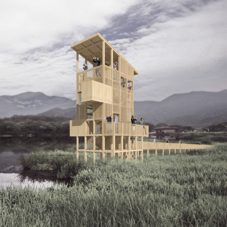 Charred Timber Shingles Create Elevated Viewing Experience Within Wetland Ecosystem