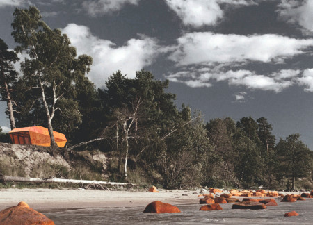 Charred Wooden Shingles and Geometric Forms Create Shelter Along the Coastal Landscape