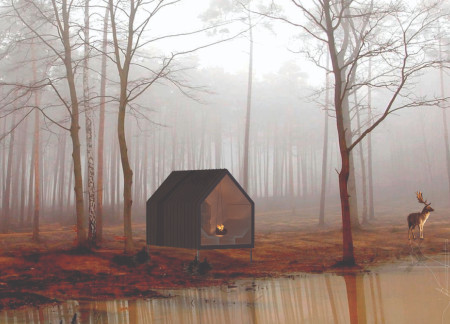 Charred Steel and Timber Chambers Offering Retreat in Nature's Embrace