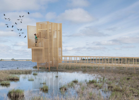 Modular Timber Observation Structure Designed for Engaging Wetland Experiences
