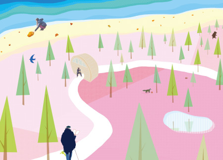 Circular Cabins with Sustainable Wood and Copper Roofing Integrated into Natural Landscapes