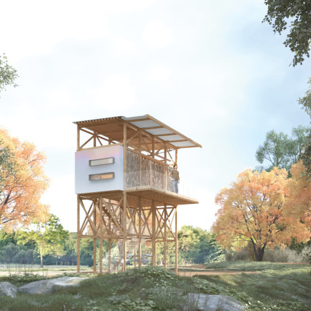 Translucent Polycarbonate and Timber Elevation Enhancing Connection to Nature