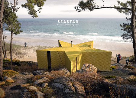 Star-Form Cabins with Charred Shingles and Sustainable Timber Cladding for Trekkers