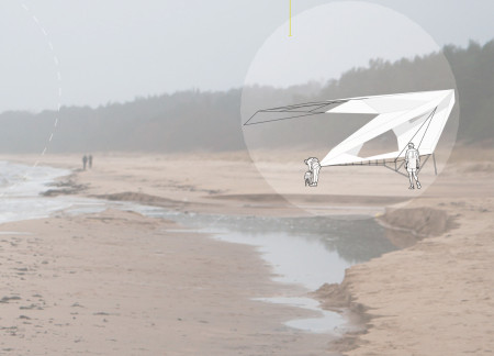 Sailcloth Pavilion Embracing Coastal Harmony with Pine and Aluminum Construction