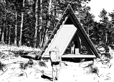 Textured Concrete Facade and Green Roofs in a Flexible Urban Community Space