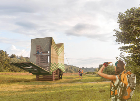Elevated Timber Cabins Featuring Modular Pine Construction and Adaptable Openings for Nature Immersion