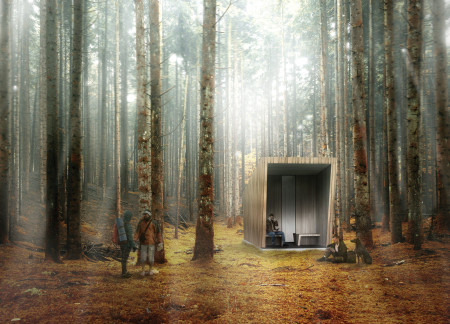 Cross-Laminated Timber Cabin Featuring Built-in Rainwater Harvesting System in Coastal Latvia