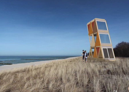 Triangular Design of Polycarbonate and Engineered Wood in Sustainable Guest Accommodation