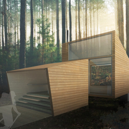 Passive Design with Laminated Lumber and Expansive Glass in a Forest Retreat