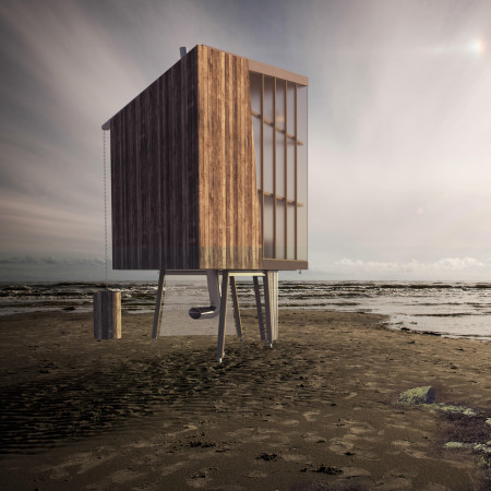Triangular Cabins Featuring Plywood and Polycarbonate for Coastal Trekkers
