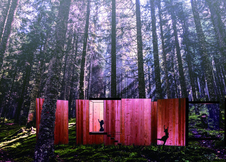 Nest-Like Cabins Crafted from Larch Wood Emphasizing Privacy and Natural Integration
