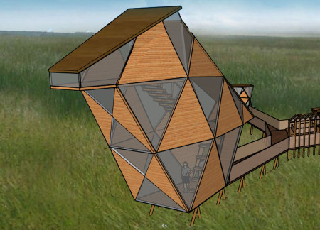 Biomimetic Structure Crafted from Laminated Wood and Metal Mesh for Enhanced Avian Observation