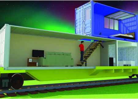Sustainable Living in Shipping Containers Highlighted by Resilient Steel and Natural Wood Integration