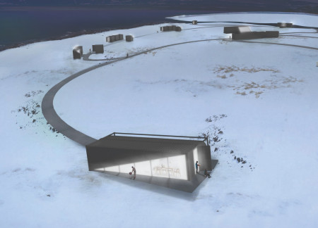 Repurposed Shipping Containers Blending into Icelandic Landscapes with Black Exteriors and Communal Living Spaces