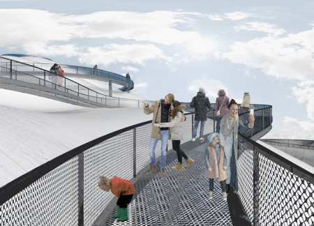 Geothermal Footbridge Crafted from Galvanized Steel in Volcanic Terrain