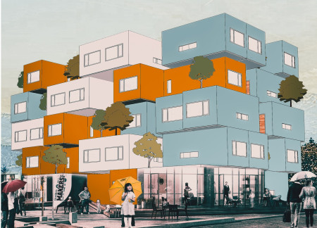 Charred Wooden Shingles and Solar Glazing Integrate Affordable Modular Housing Solutions