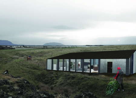 Geothermal Heating and Corrugated Metal Form a Sustainable Retreat in Icelandic Landscape