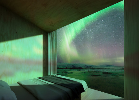 Triangular Guest Rooms Embracing Natural Ventilation with Aluminum Cladding in Icelandic Landscape