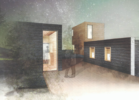 Celestial Orientation with Charred Shingles and Cross-Laminated Timber Panels