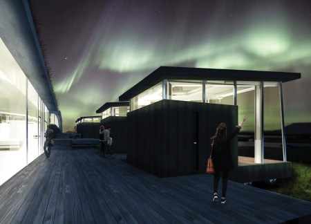 Timber Structures Enhanced by Vertical Geothermal Systems and Expansive Aurora Views