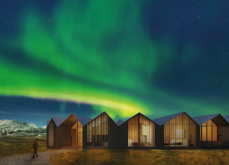 Turf Roofs and Dark Wood Retreats Designed for Northern Lights Viewing