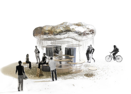 A Reflective Balloon Kiosk with Modular Units and Lightweight Roof