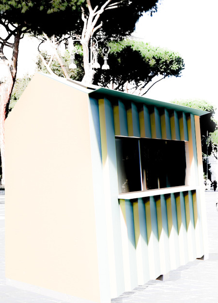 Solar-Powered Kiosk with Cork Insulation and Transparent Facade for Urban Brewing