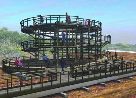 Curvilinear Footbridge Integrating Sustainable Fir and OSB in a Landscape Observation Structure