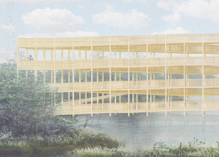 Zigzagging Wooden Ramps Create Accessible Observation Spaces in Natural Landscape