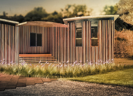 Sustainably Designed Community Spaces Utilizing Oriented Strand Board and Reinforced Concrete