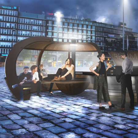 Circular Coffee Kiosk Crafted from Norway Spruce with Integrated Rainwater Harvesting