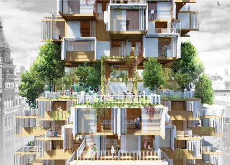 Cross-Laminated Timber Modules with Integrated Sky Courtyards for Urban Living
