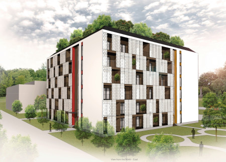 Perforated Screens and Laminated Timber Modules in Sustainable Urban Housing