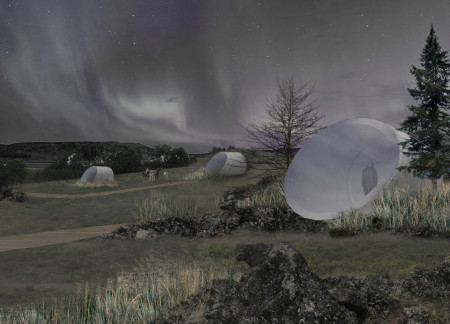 Repurposed Concrete Pods with Cork Insulation for Sustainable Glamping Experience