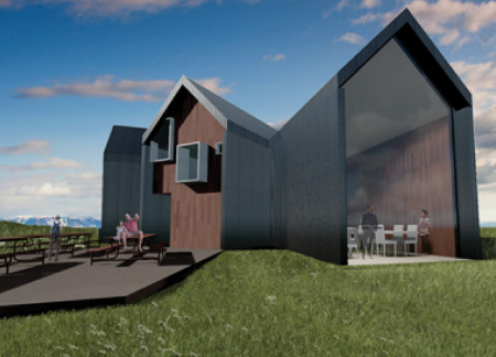 Charred Wooden Shingles and Cross-Laminated Timber Panels Define Sustainable Community Spaces Near M&yacute;vatn