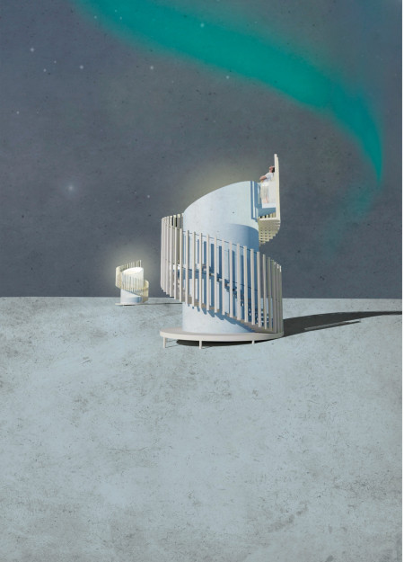 Circular Shelters with Skylights and Geothermal Heating in the Icelandic Landscape