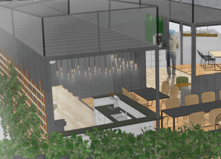 Geodesic Structure Featuring High-Performance Thermoplastic and Expansive Glass Integration for Community Living