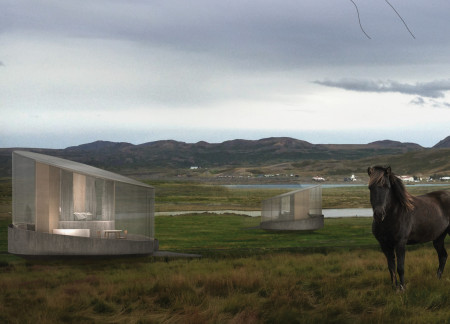 Translucent Glass Structures Harmonizing with Natural Landscapes Using Recycled Materials