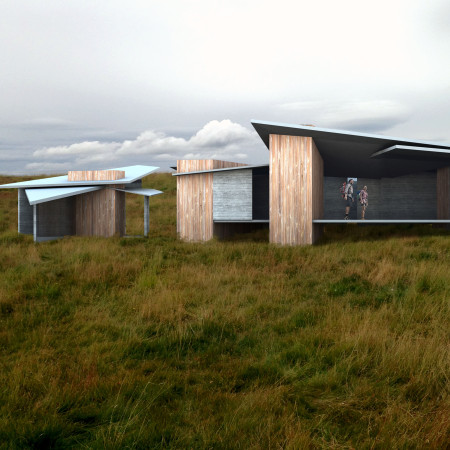 Cross-Laminated Timber Cabins Featuring Charred Wooden Shingles for Serene Retreat Experience