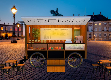Brass Accents and Recycled Bamboo in a Mobile Coffee Experience