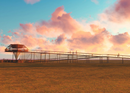 Timber Structures with Steel Mesh Integration Designed for Birdwatching and Ecological Observation