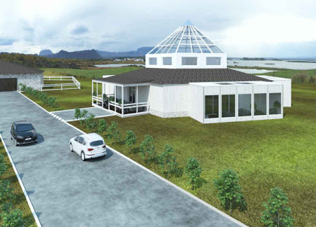 Pyramid Roof Structure Clad in Glass Panels and Wood Achieves Flexible Accommodation in Iceland's Landscape