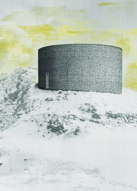 Cylindrical Structure with Locally Sourced Stone Enhances Mountain Viewpoint Experience