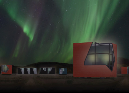 Reflective Metal Panels and Charred Wood Shingles Define Unique Units for Viewing the Northern Lights