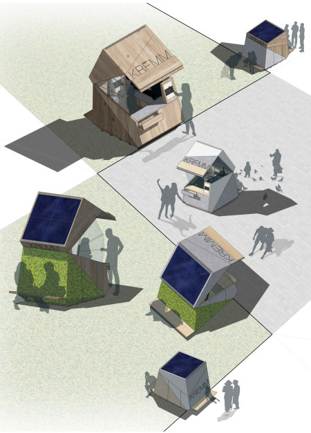 Moss-Covered Shelter Utilizing Local Wood for Community Gathering