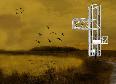 Elevated Steel Structure with Sensitive Terraces Overlooking Natural Landscapes