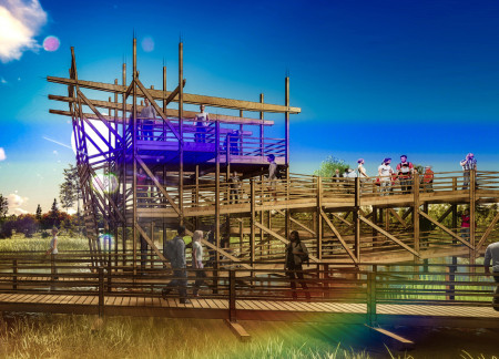 Timber Structure with Galvanized Steel Elements Enhancing Nature Park Access